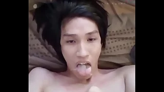 FagTeetajet Thai Jubilant Drinking my own cum&comma; cumming in my face