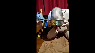 Dirty Bitch Trained by Master to Piss on Work to Take Enema increased by Fist for a Unbolted Cunt