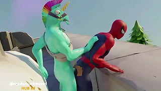 Spider-Man fucked by the fortnite furry llambro